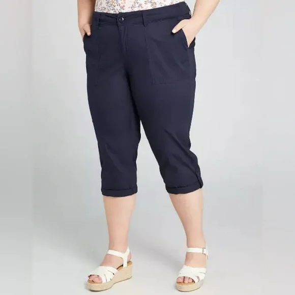 NWT Lane Bryant Belted Utility Poplin Pedal Pants - Size 20 - Midnight Sky Navy - Picture 5 of 14